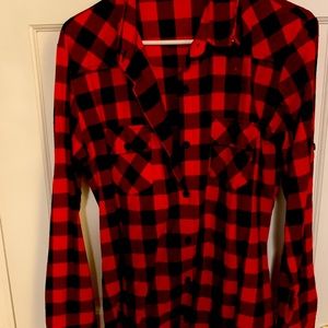 Buffalo plaid flair tunic top